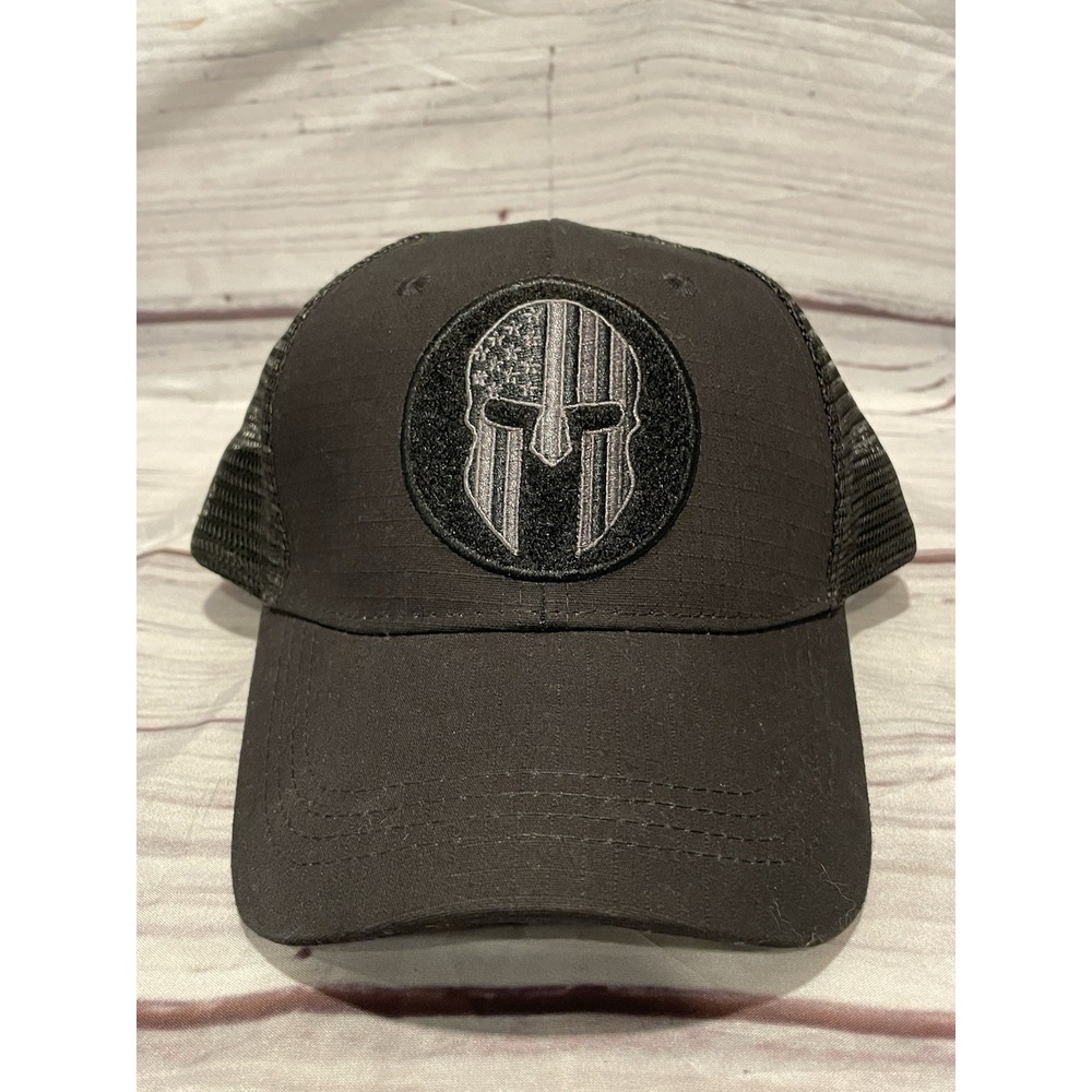 Highland Tactical Trucker Hat Men's One Size Snapback Black Spartan Flag Patch